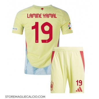 Spagna Lamine Yamal #19 Maglia Gara Trasferta Repliche Europei 2024 Bambino